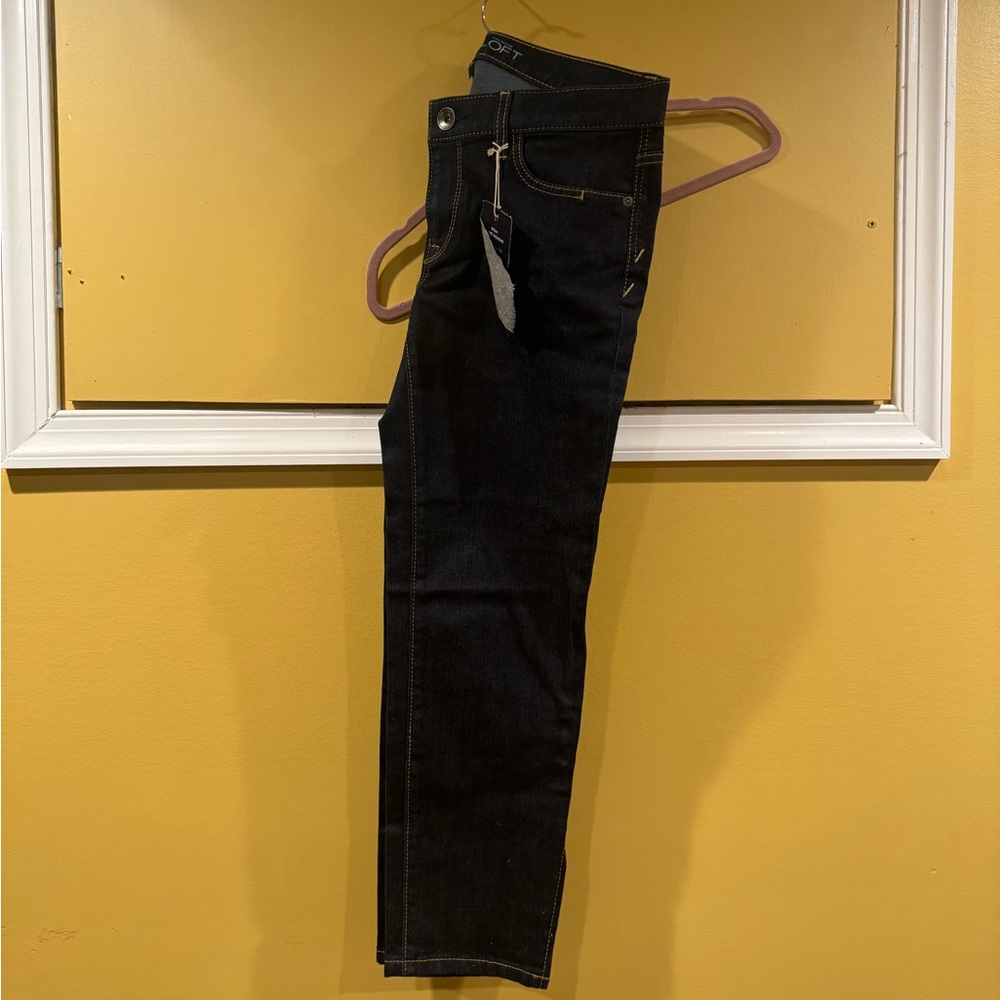 Ann Taylor LOFT Modern Crop jeans ankle zip NWT dark blue Size 8